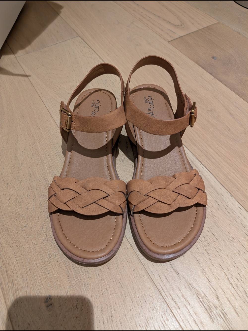 Eurosoft Women's Tan Braided Leather Slingback Sandals